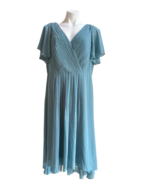 Ever Pretty Pleated Chiffon Dress Blue 1XL NWT - Image 4