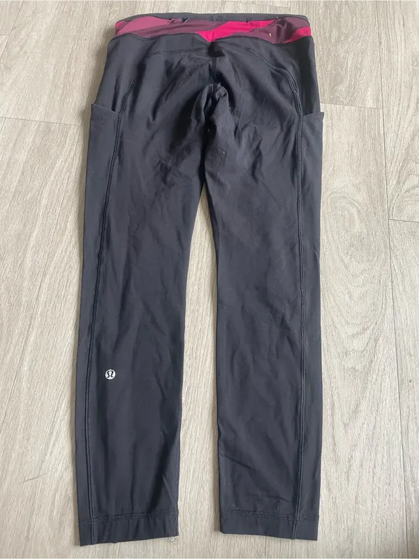 lululemon athletica Black Leggings with Pink Waistband - Image 2