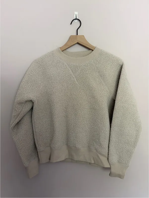 Everlane the Renew Fleece Raglan Sweatshirt Sandstone Small - Image 2