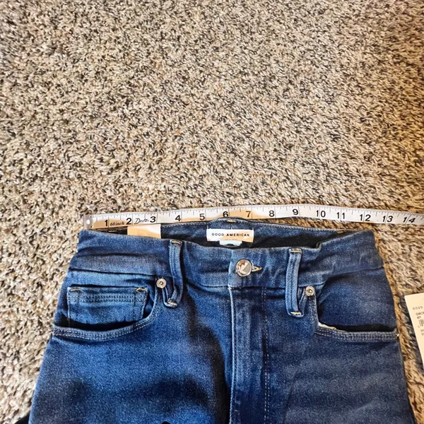 Good American‎ Good Waist Crop Skinny High Rise Jeans Distressed Blue Size 0 25 - Image 4