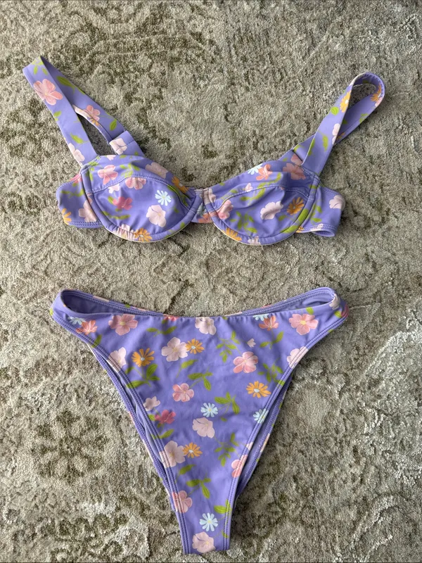 PacSun eco floral penny purple Swim two piece bikini set - Image 4