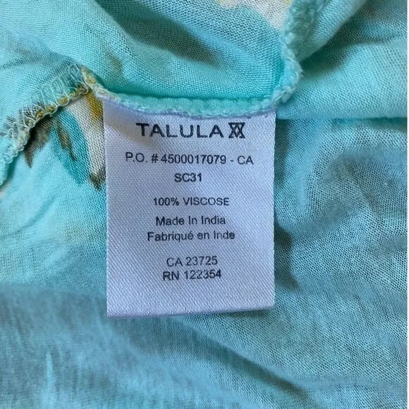 Artizia Talula Pale Turquoise Yellow‎ Rose Print Soft Tank Top - M EUC - Image 6