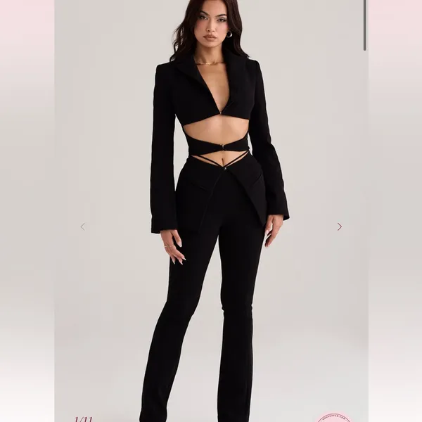 HOUSE OF CB Black Layla V‎ Front Trousers NWOT Size S - Image 10