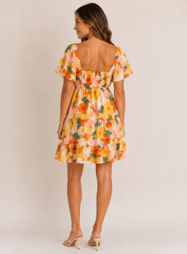 NWOT Altar’d State Tullabee Floral Tiered Mini Dress in Floral Print. Size Large - Image 2