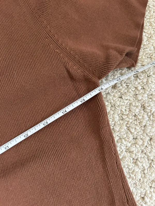 Brown Ribbed Collared Top Size M - Image 6
