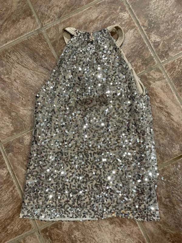 Sparkle Mini Dress Silver Size XS - Image 2