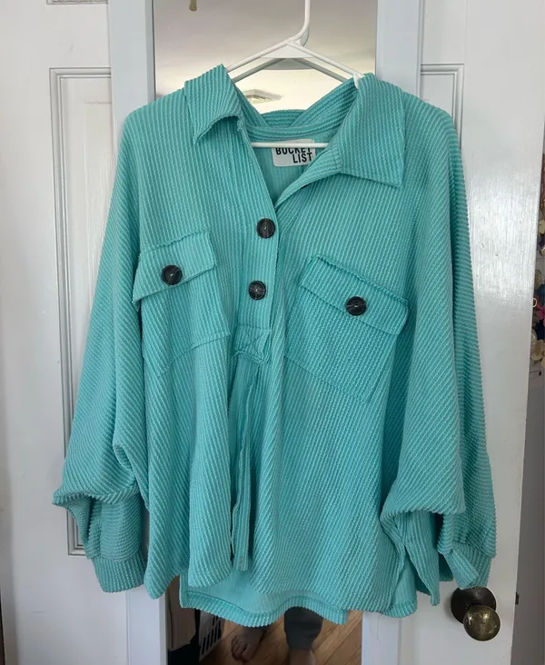 Aqua button down shirt  - Image 2