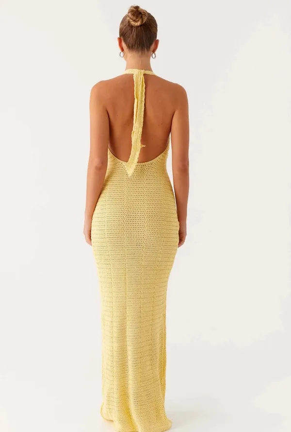 Peppermayo Crochet Maxi Dress Yellow - Image 2