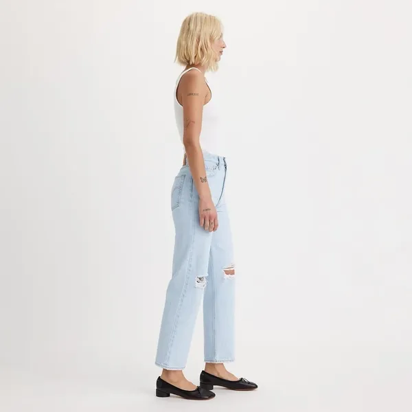 Ribcage High Rise Distressed Straight Ankle Blue Jeans Ojai Shore 27 - Image 2
