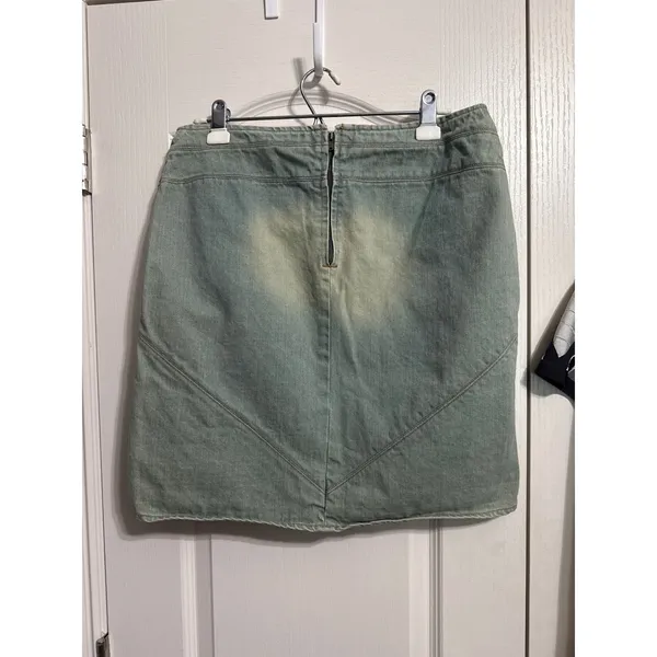 Vintage American Eagle Y2K Light Wash‎ Denim Mini Skirt Soft Grunge Indie Sleaze - Image 3