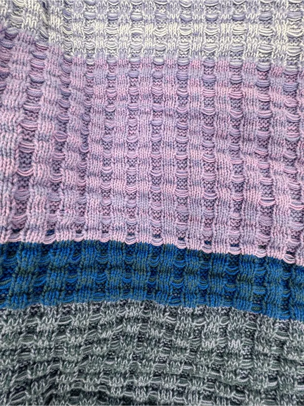 BDG Lavender and Blue Colorblock Waffle Crewneck Sweater - Image 9