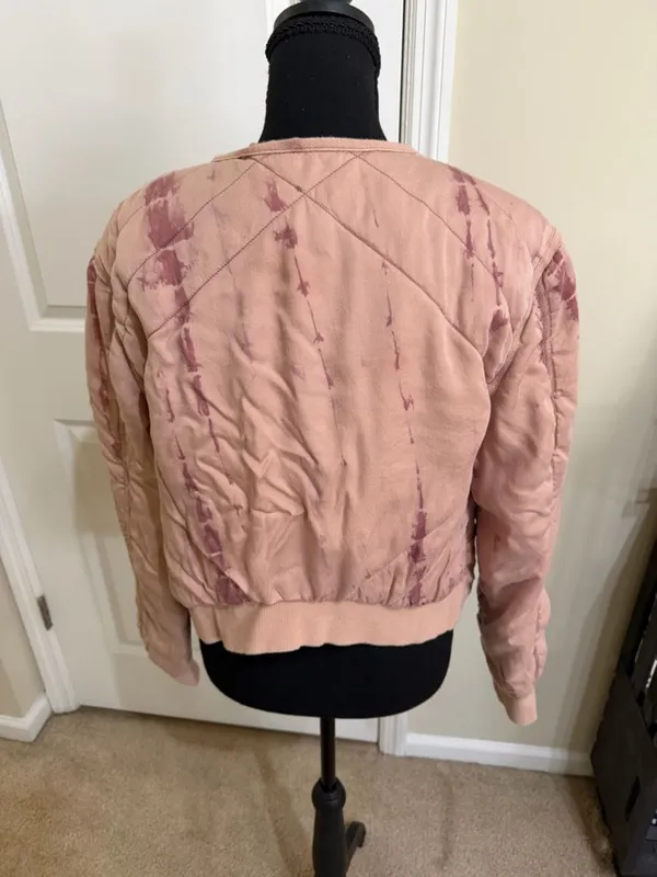 Marrakech Anthro Style Quilted Jacket small pink tie dye moto lightweight - Image 3