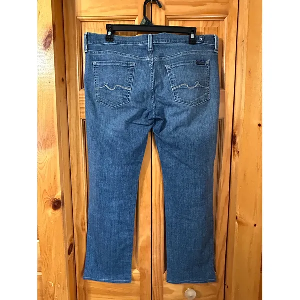 7 For All Mankind Women's Straight Leg‎ Jeans Medium Wash Blue Denim Sz 30 - Image 3