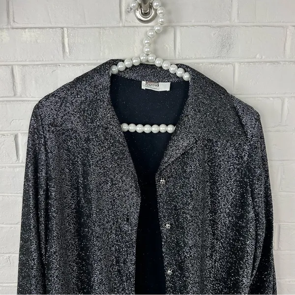 Vintage Montgomery Ward Silver Sparkle Button Down Shirt + Tank Set - Image 4