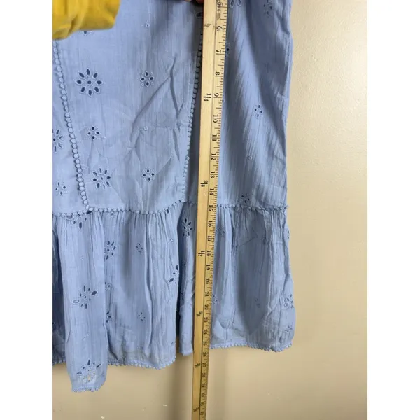 Aerie Blue Eyelet Mini Babydoll Dress Women’s XS Sundress Boho Cottagecore - Image 12