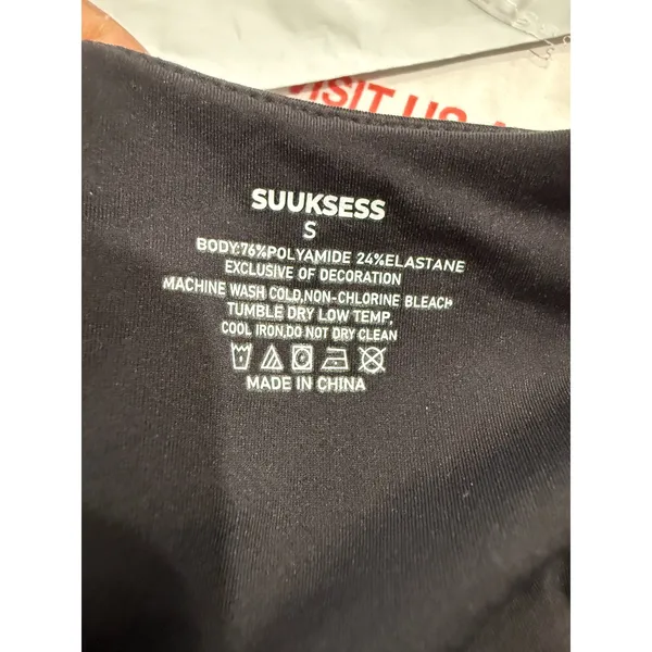 SUUKSESS Womens Black Scoop Neck‎ Adjustable Strap Thong Bodysuit Small - Image 4