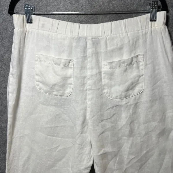 Style & Co White 100% Linen‎ Wide Leg Rhinestone Pants Size S Flawed - Image 9