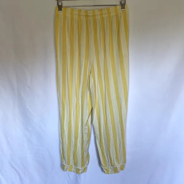 LOFT sleep‎ notch collar capri pajama pants white yellow soft women's S modal - Image 5