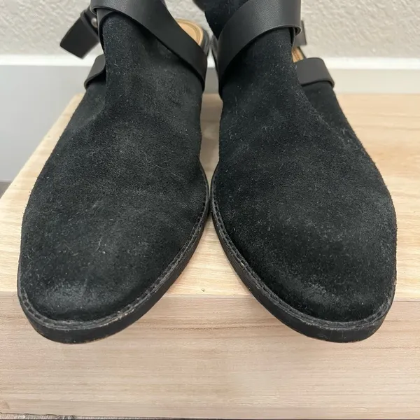 Splendid‎ Black Suede Leather Slingback Open Back Ankle Booties 10 - Image 3