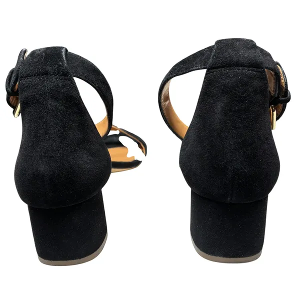 J.Crew Black Suede Leather Block Heel Ankle Strap Sandals Womens Size 9 - Image 4