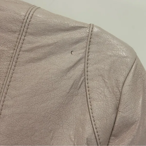 Free People Cool and Clean Faux Leather Moto Jacket 0 Pink Sand Biker Boho Chic - Image 10