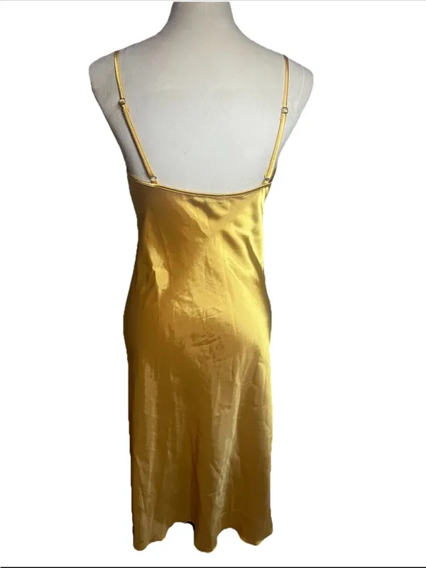 Vtg Bebe Slip Dress Womens S Midi Drape Neckline Satin 90s Grunge Y2K whimsy - Image 2