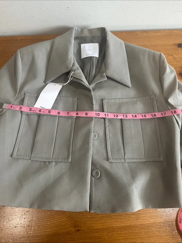 Mango Cropped Utility Jacket in Taupe Size M - Image 12