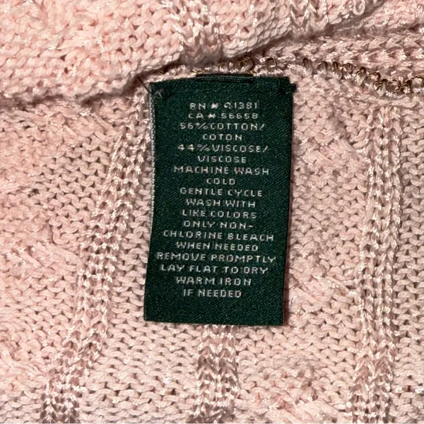 Lauren Ralph Lauren Pink Cable Knit Open Front Cardigan - Image 12