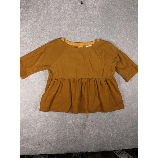 Anthropologie Maeve Women's S Maria Babydoll Button Back Corduroy Peplum Top - Image 2
