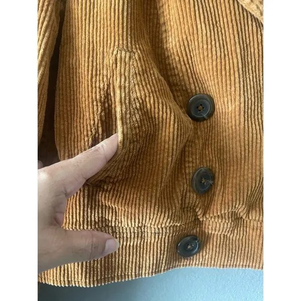 Free People Corduroy Jacket Relaxed Double Breasted Peacoat Golden Brown - Image 11