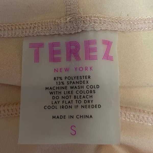 Terez Cream High Rise Wide Waistband High Rise Workout Athletic Bike Short Sz S - Image 3