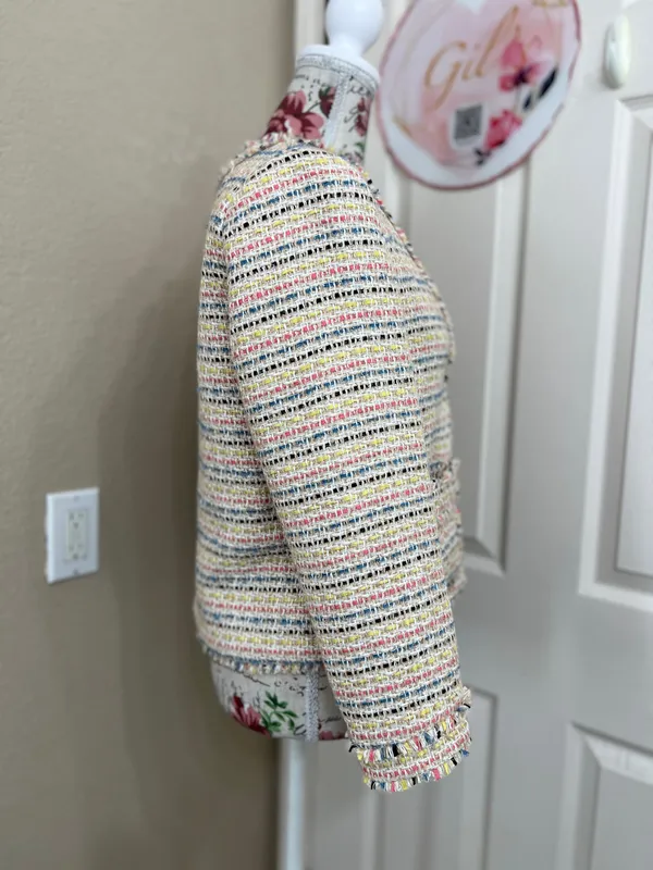 Ann Taylor Multi-Color Tweed Button-Front Blazer - Image 2