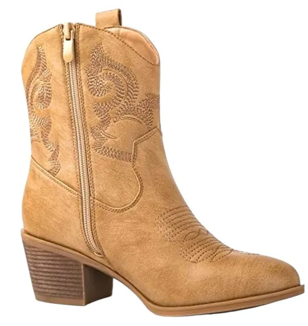 Global Win Women's Tan Western Boots Size 9.5 - Image 3