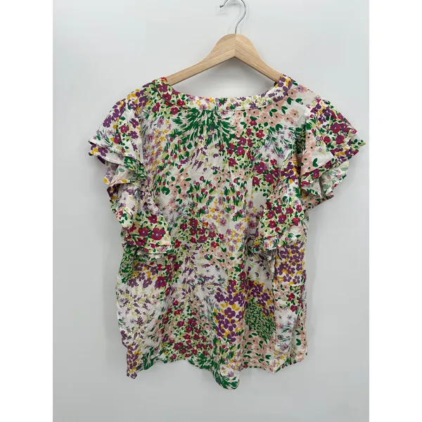 Maurices Floral Blouse Size L Spring‎ Office Career Lightweight Ruffle Feminine - Image 2
