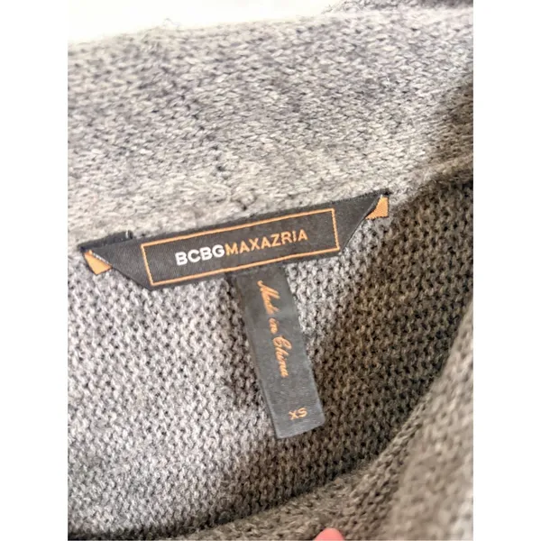BCBGMaxAzria Women's Fringe Cable Cowl Pullover Sweater Heather Gray Size XS - Image 7