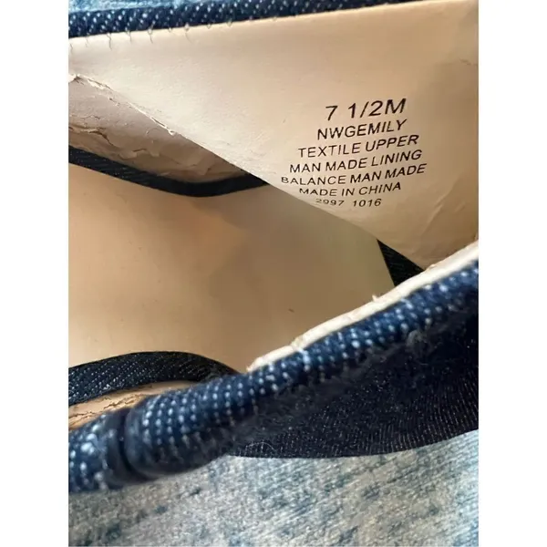 Nine West Blue Denim Gemily Block Heel Peep Toe Mules Size 7.5 - Image 7