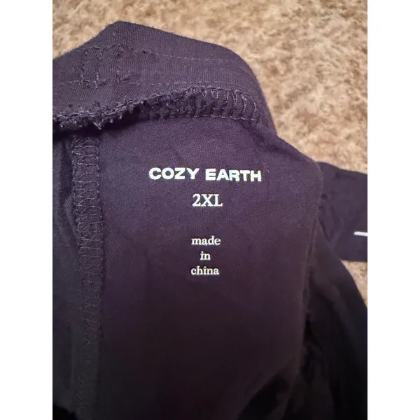 Cozy Earth Viscose From Bamboo Sleep Pants Black Contrast Piping Pajama Stretch - Image 5