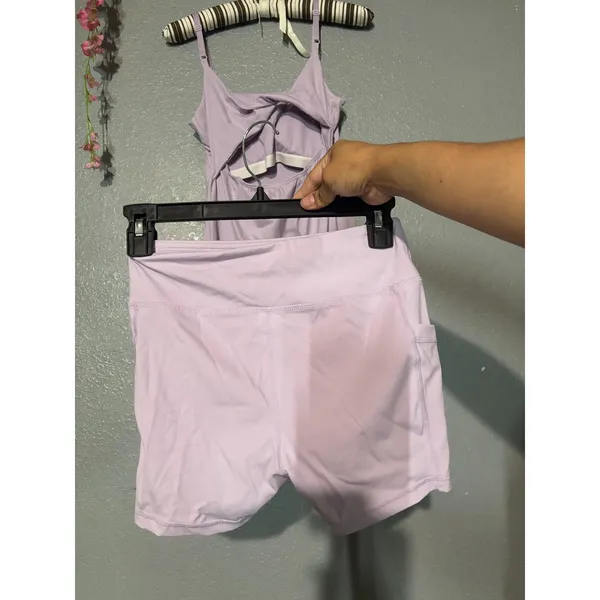 Source Unknown Lilac Lavender Athletic Workout Dress + Matching Shorts Size Small - Image 2