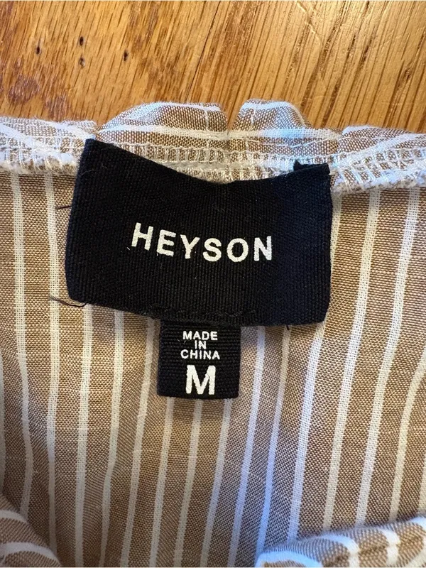Heyson Dôen Inspired Stripe Babydoll Mini Dress Cottagecore Praire Collared |M - Image 2