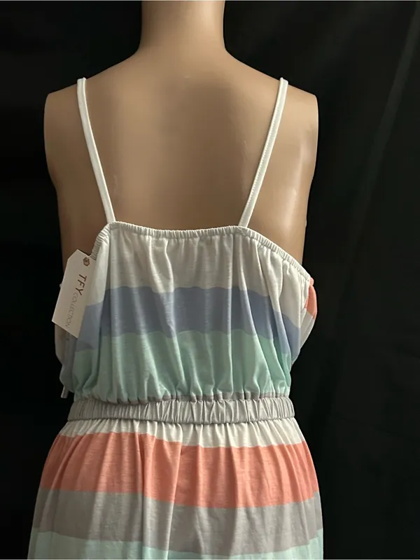 TFY Collection Striped Pastel Spaghetti Strap Dress LG NWT - Image 9