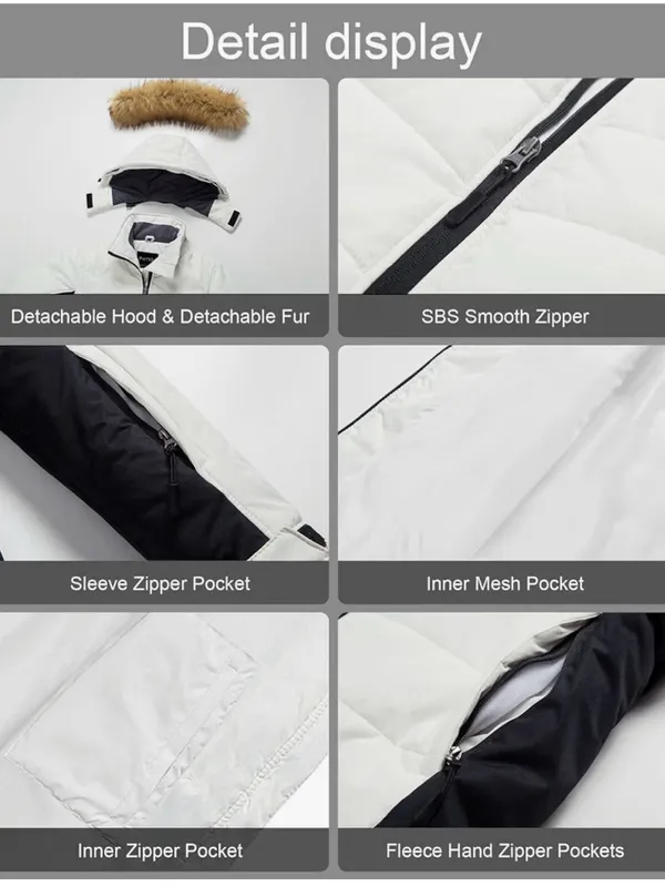 Women's Waterproof Insulated Faux Fur Winter Ski Puffer Jacket with Hood - Image 6