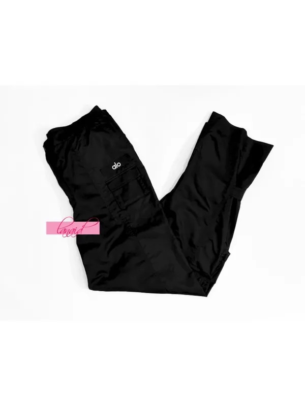 Alo Blaze Trouser Pants Black High-Rise Waist Cargo Windbreaker Hiking Edgy XS - Image 8