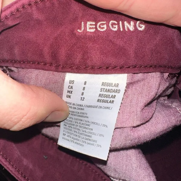 American Eagle 8 burgundy stretchy normcore basic jeggings - Image 2