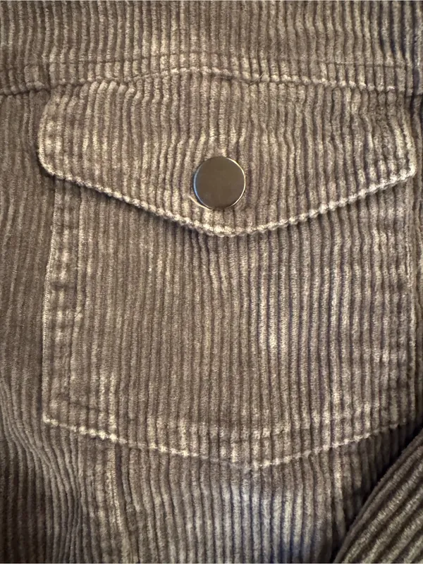 POL Gray Frayed Hem Corduroy Trucker Jacket Size Small EUC - Image 4