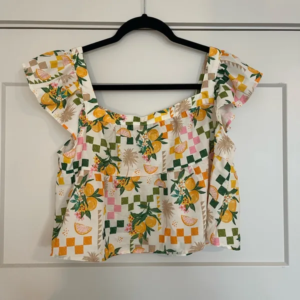 SHEIN Multicolor Checkered Floral Crop Top - Image 2
