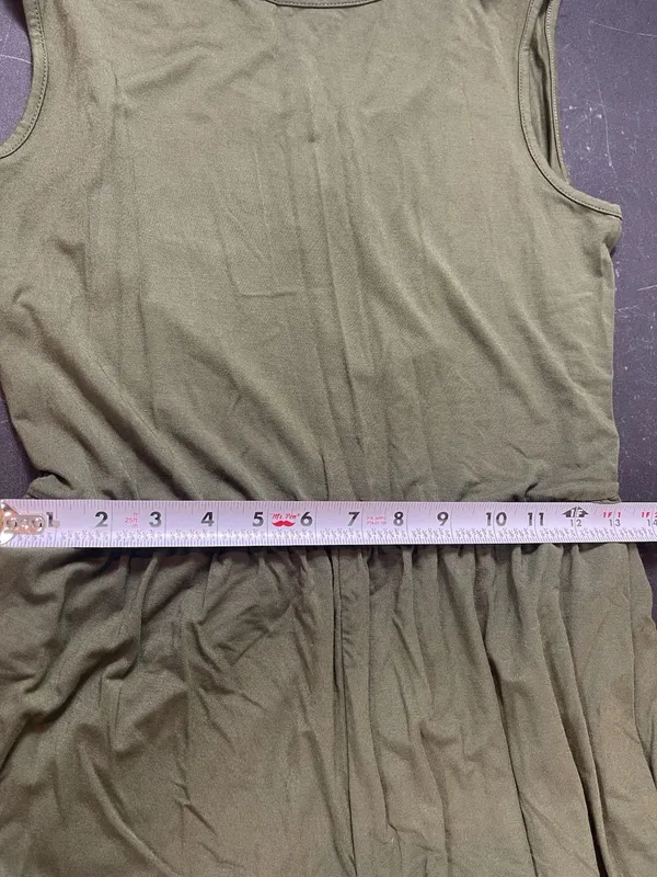 BTFBM Olive Green Jumpsuit Sleeveless Flowy M Minimalist Lounge Pocket NWT - Image 16