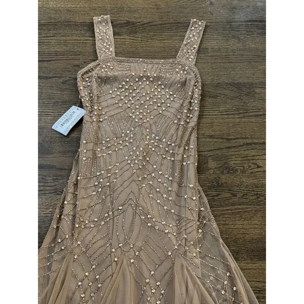 Pissarro Nights‎ Beaded Gown with Long Sleeve No Jacket Size 2 Cocktail Formal - Image 5