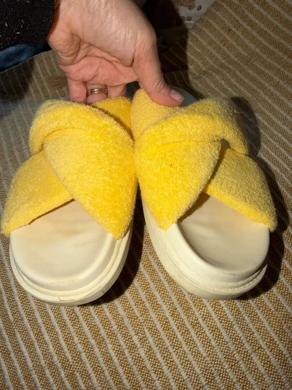 Maeve Anthropologie Bright Yellow Terry Slide Sandals - Image 3