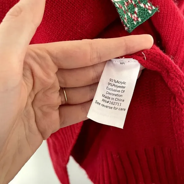 Celebrate Together‎ Meowy Christmas cat design red white knit sweater size L - Image 6