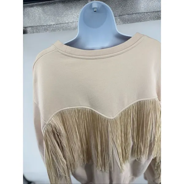 Levi's Pullover Sweatshirt Womens L Cream Fringe Classic Western Yoke Cowgirl - Image 9